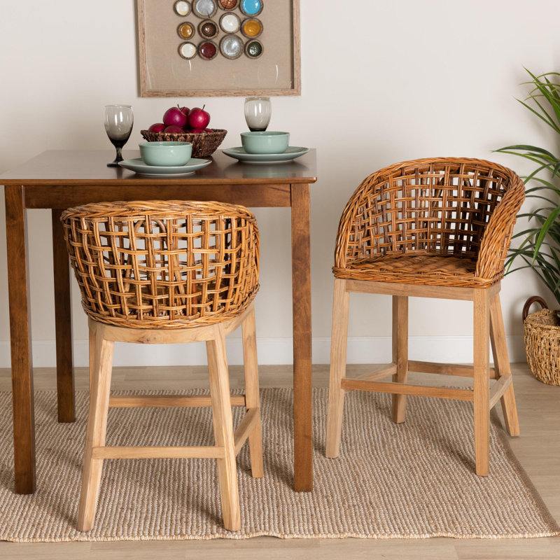 Carlmontia 23.6'' Rattan Counter Stool
