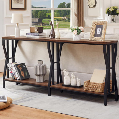 Sofa Console Table, 70.9" Extra Long Sofa Table with 2-Tier Storage.Rustic Brown