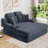 63.8" Oversized Compression Corduroy Chaise Lounge, Deep Seat Sleeper Sofa with Headrest, Cup Holder & Side Pocket, No Assembly Required-863610578