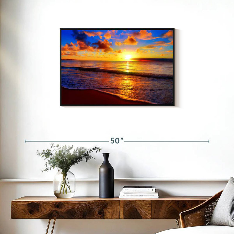 Coucher de soleil Gillard, H 21 po x l 31 po, Cadre flottant noir