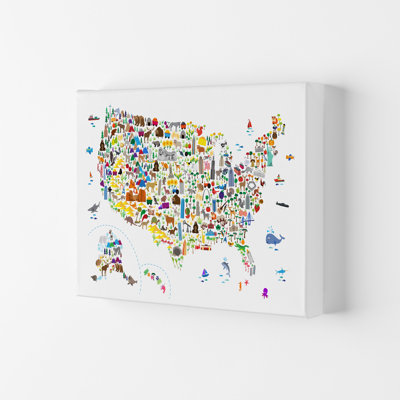 Animal Map Of United States Nursery by Michael Tompsett - Print