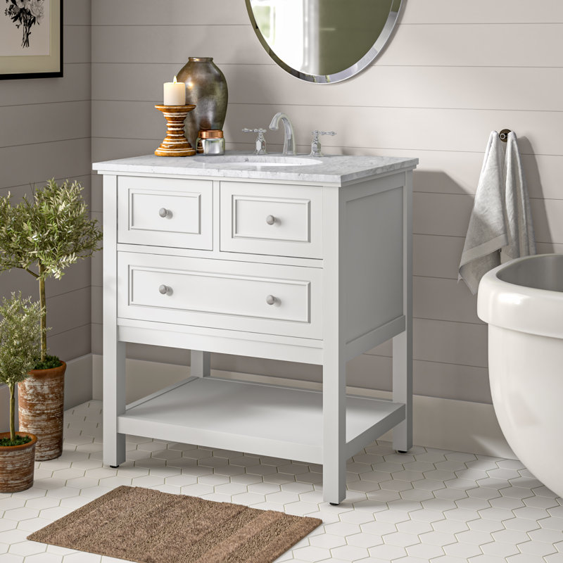 Ensemble de meuble-lavabo simple 30 po Bonsai, blanc