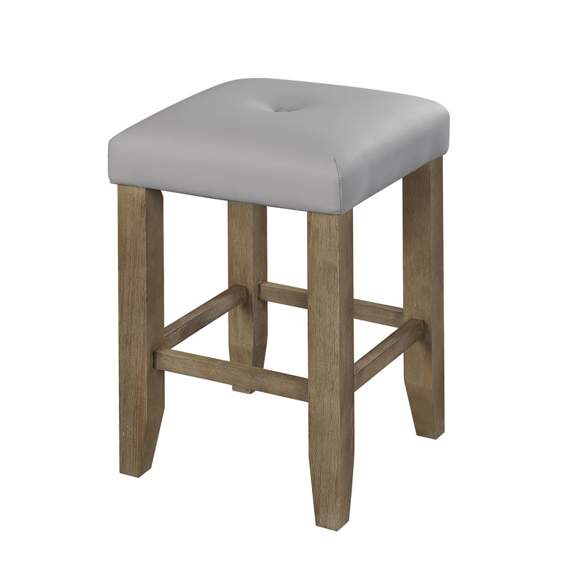 Tabouret à hauteur de comptoir en cuir synthétique gris et chêne (ensemble de 2)
