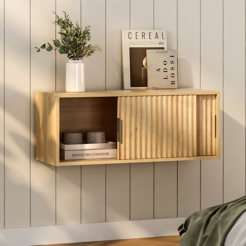 Wall-Mounted Nightstand(Set Of 2), Oak