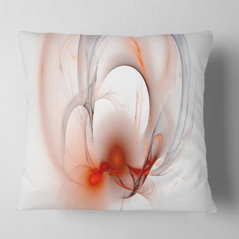 Nébuleuse fractale galactique - coussin abstrait imprimé, 18 po x 18 po, Blanc / rouge, Coussin décoratif