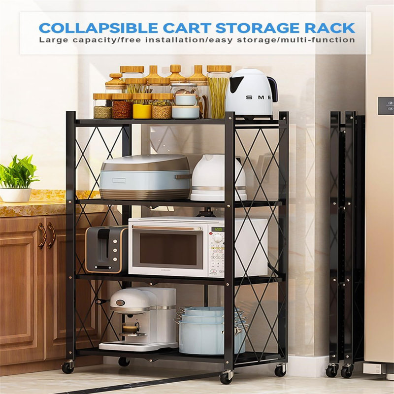 49.21'' H x 27.95'' W Utility Cart with Wheels, Noir