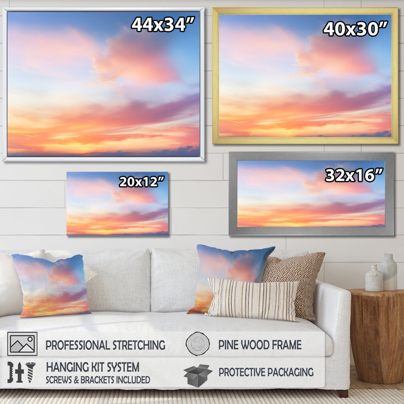 Cotton Candy Skies 3 - Sky, art mural, Cadre doré à coins fermés, H 12 po x l 20 po x P 1 po