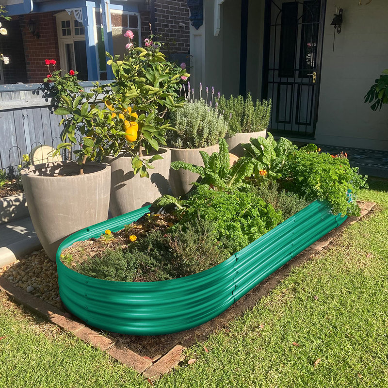 Galvanized Raised Garden Bed Kit, 1, Green, 1" H x 4" W x 2" D