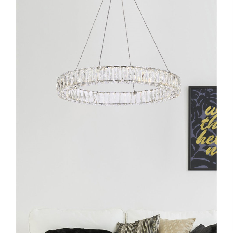 Luminaire suspendu simple rond 26 po Maart Maart, Chrome