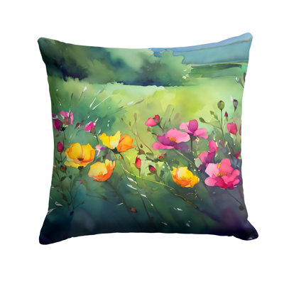 North Dakota Wild Prairie Roses in Watercolor Throw Pillow