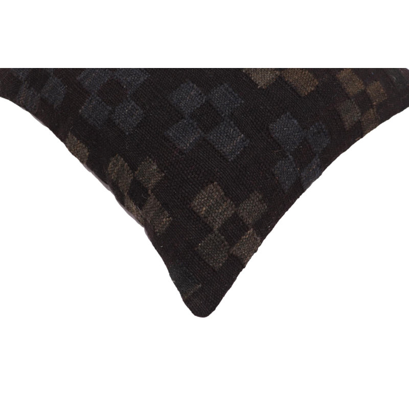 Geometric Throw Pillow, Black/Blue/Gray/Brown