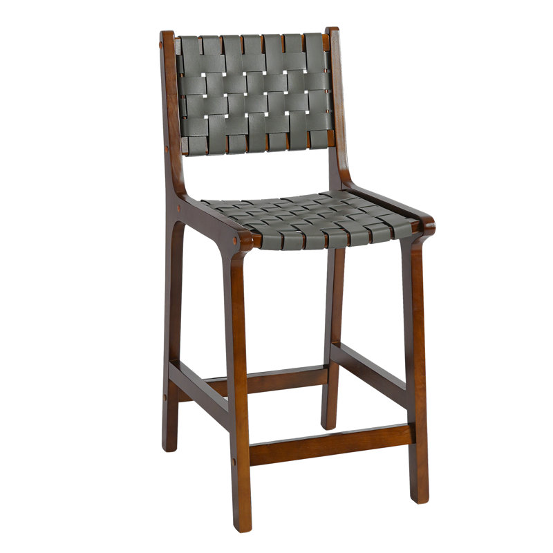 Dolorous Counter Stool with Solid Wood Frame, Gray/Brown, 1