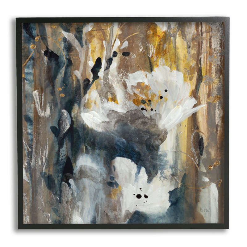 Art mural moderne sur toile en pétales floraux en cascade XL moderne par K. Nari, H 12 po x l 12 po x P 1,5 po