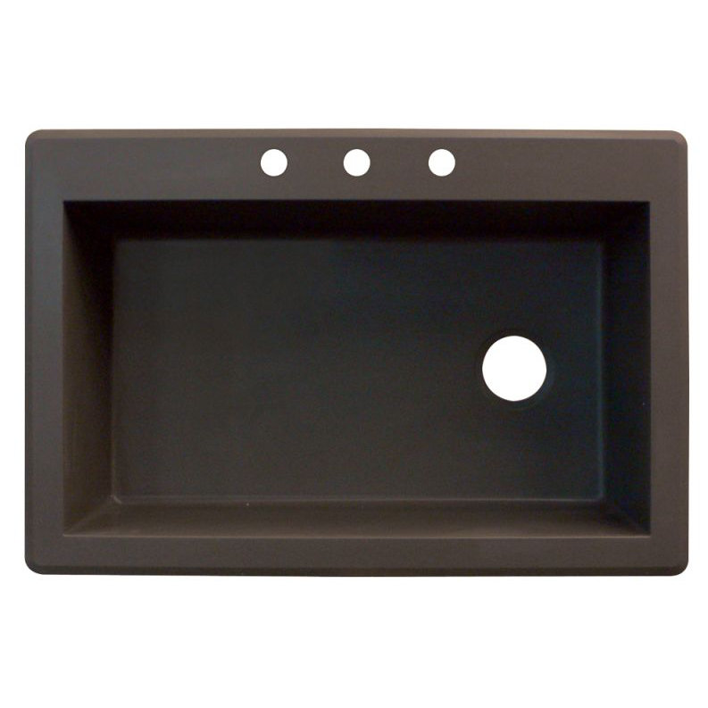 Radius 33'' L Single Bowl Granite Kitchen Sink, 3 hole, Espresso