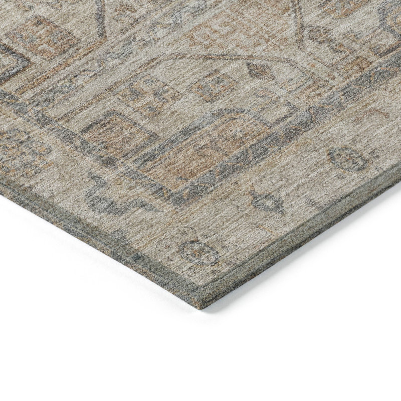 Machine Washable Indoor/Outdoor Xhevrie Beige Rug, Rectangle 1'8" x 2'6"