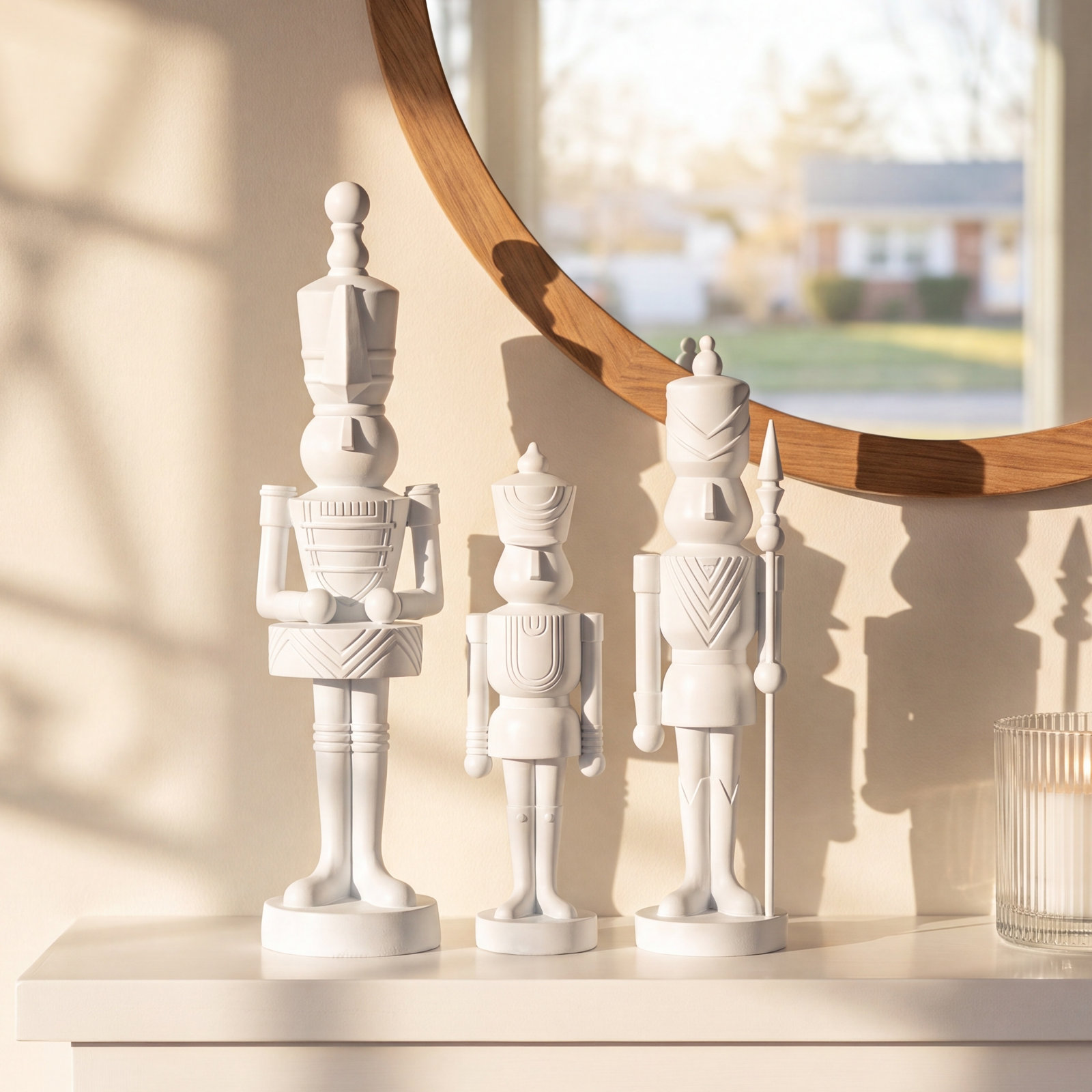 3-Piece Soldier Nutcracker Figurine Set, White
