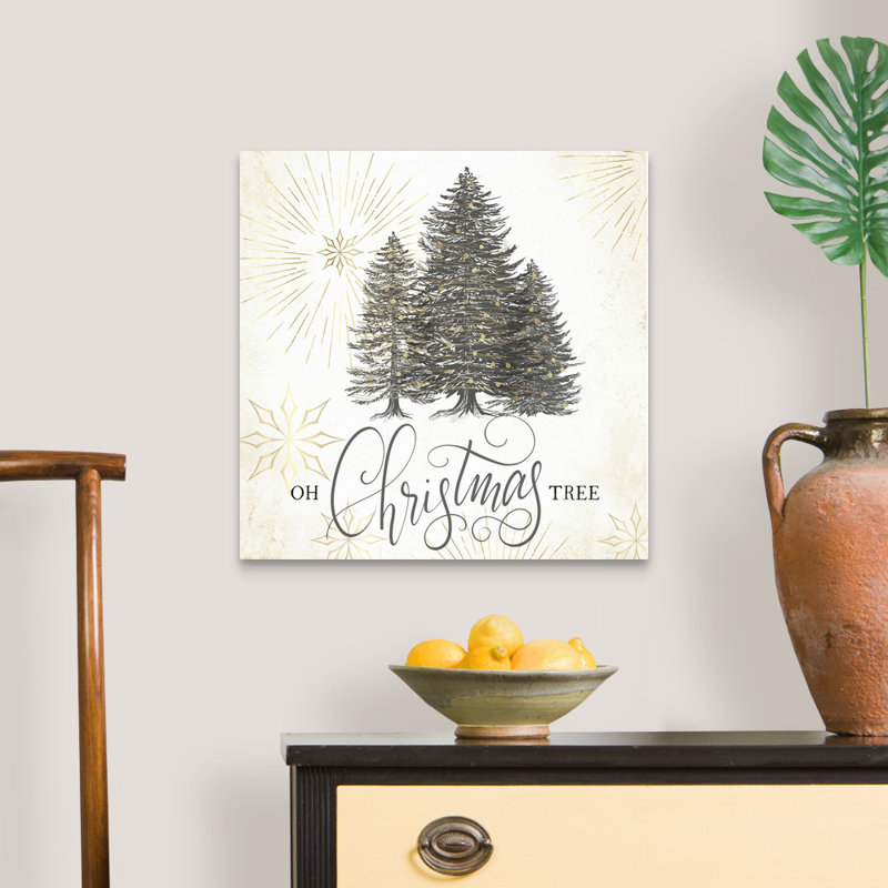 «Christmas Joy Oh Christmas Tree» par Nicole Tamarin - peinture sur toile tendue, H 30 po x l 30 po, Toile tendue