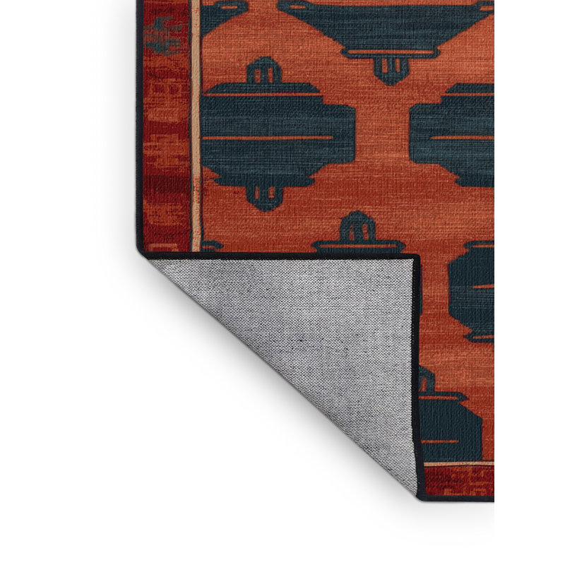 Tapis noir Art Deco lavable à la machine, Carré 3 pi