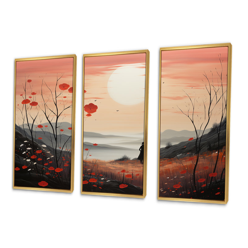 «Meadow Mystic Wilderness I», ensemble d'art mural sur toile Meadow, Cadre flottant doré, H 32 po x l 48 po