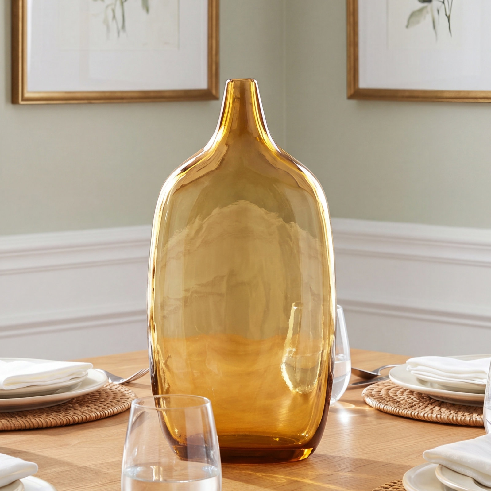 Enya Handmade Glass Table Vase, 11.8" H x 5.5" W x 3.7" D