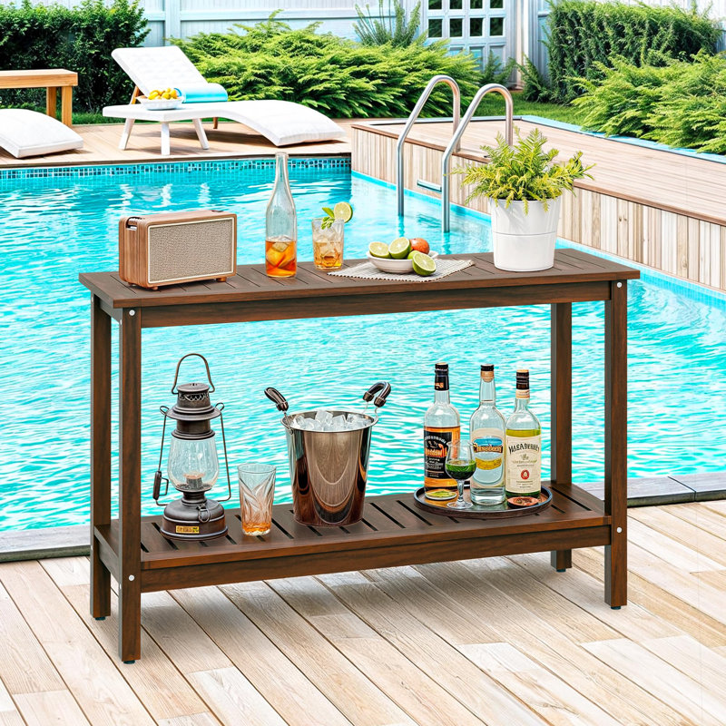 All-Weather Patio Bar Table Entry Console Table, Espresso