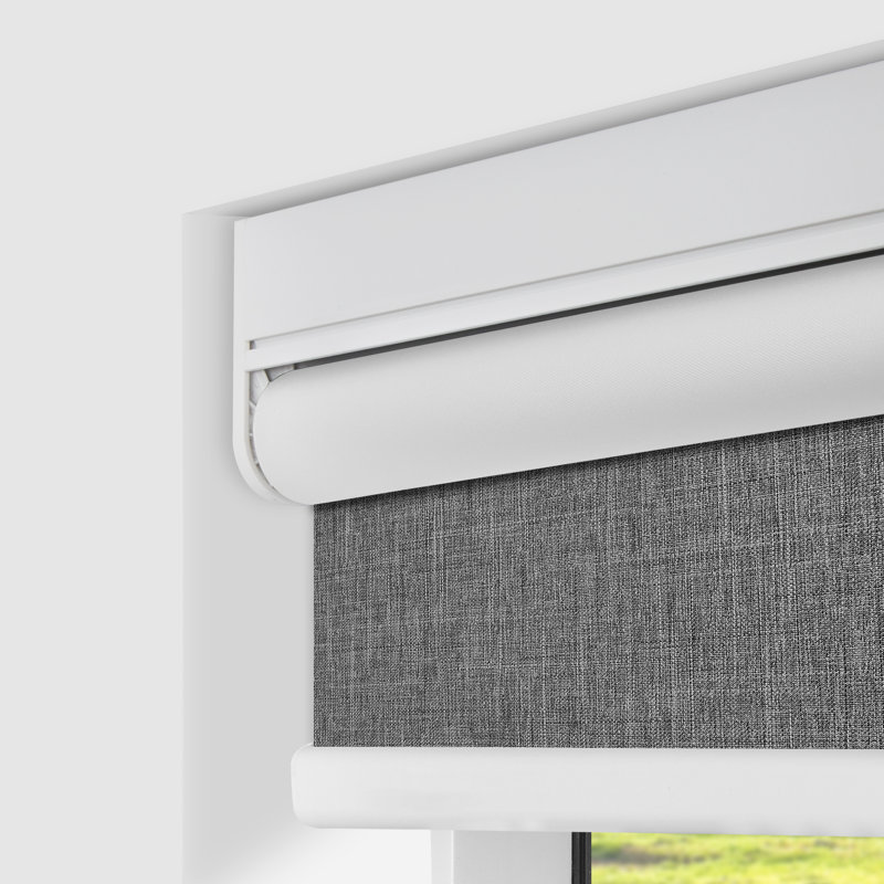 Motorized Blackout Roller Shade, Gray, 30" W x 72" L