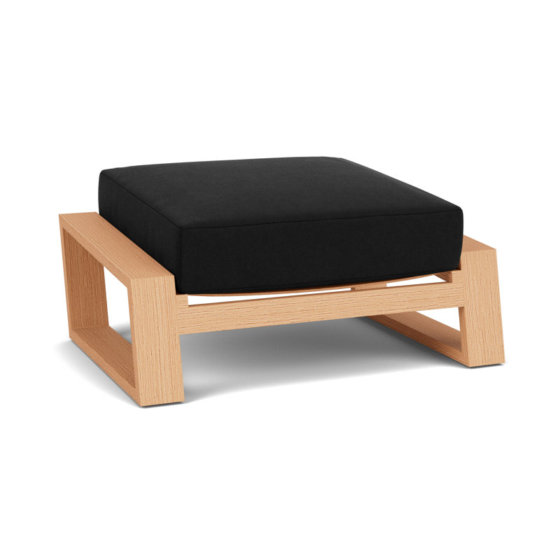 Pursuit Rectangle Outdoor Ottoman Patio Ottoman, Canvas Black