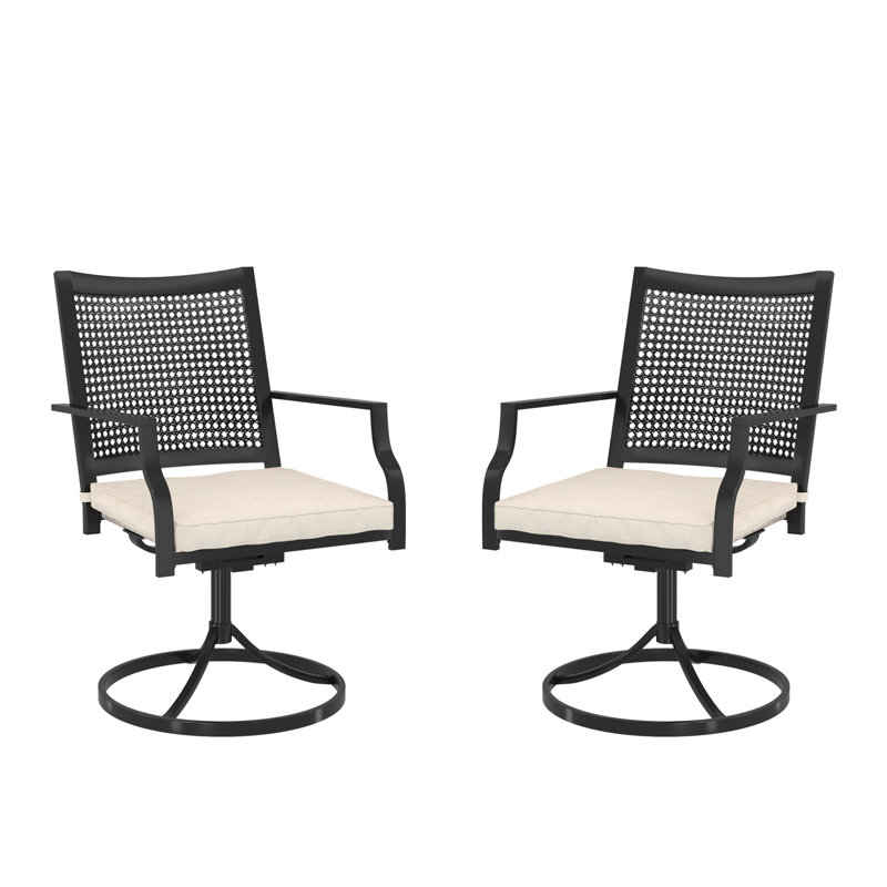 Chaises de salle à manger d'extérieur pivotantes en acier Cord coussin avec coussin
