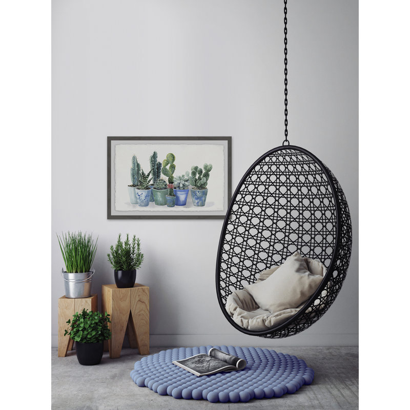 Potted Cactus Bunch by Parvez Taj - Single Picture Frame Painting, 20cm H x 30cm W x 3.81cm D