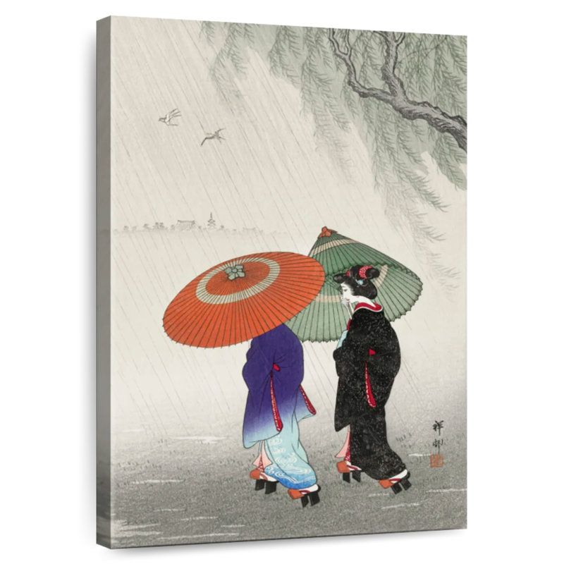 Leisha, deux femmes sous la pluie, H 51 po x l 34 po