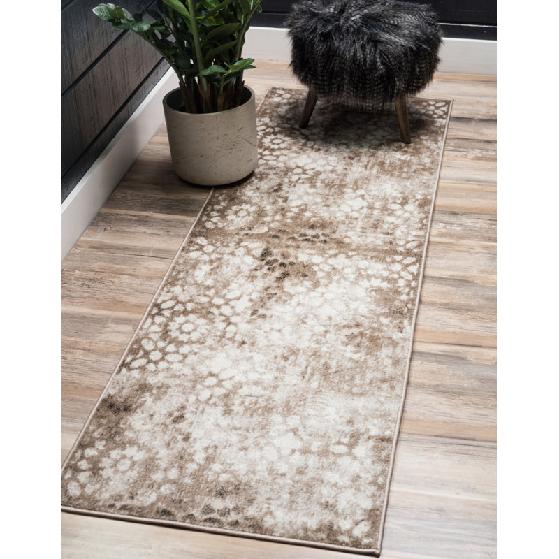 Tapis floral Brandt, Tapis de couloir 2 pi x 13 pi 1 po, Brun/crème