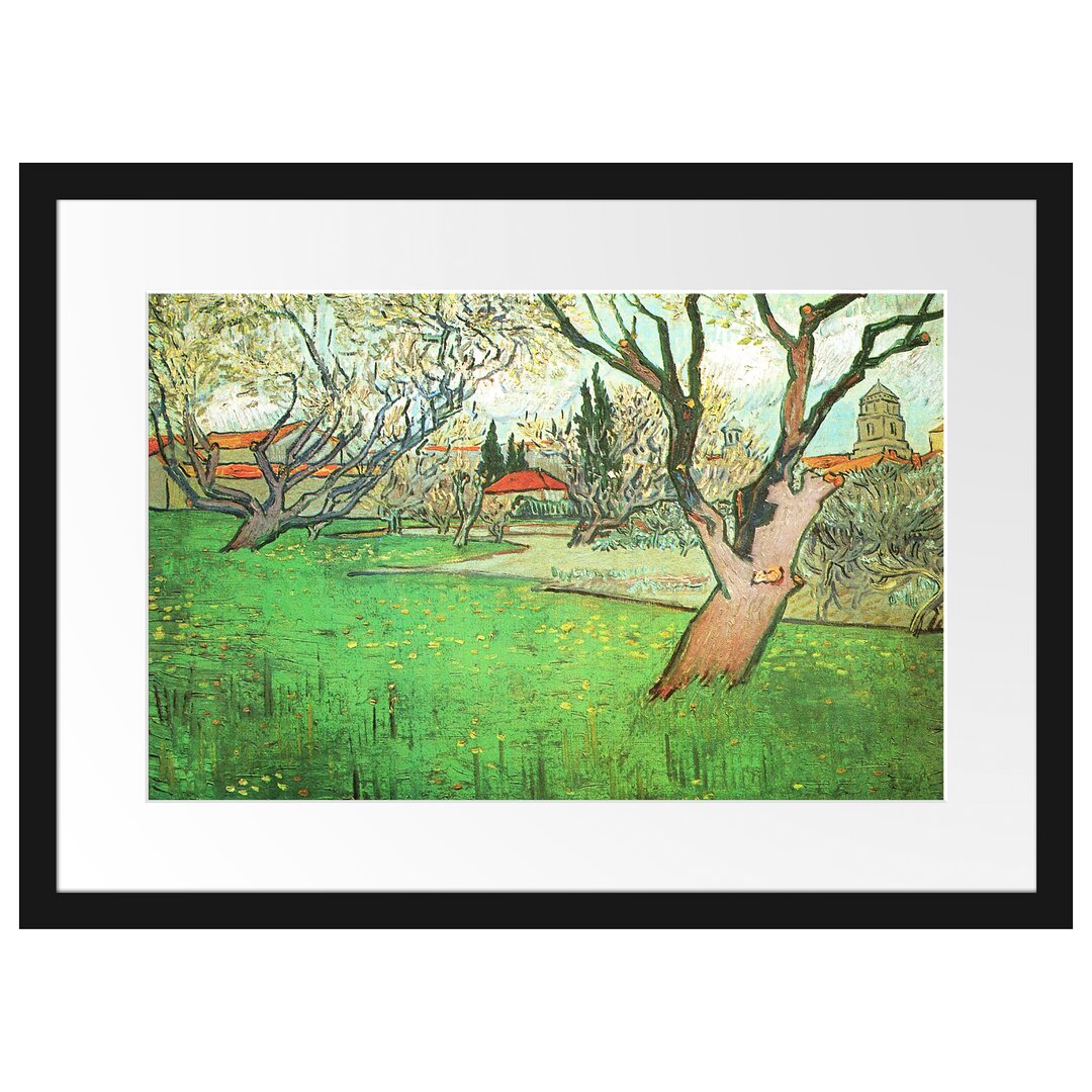 Gerahmter Kunstdruck Blossoming Orchards View of Arles von Vincent Van Gogh