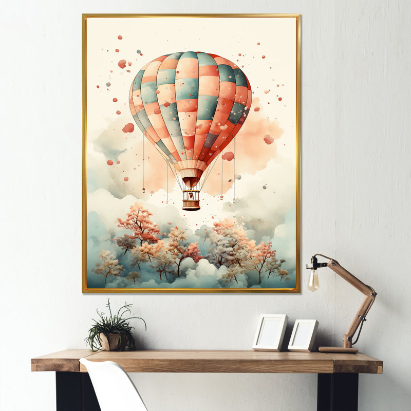 Charme classique en montgolfière IV, Cadre flottant doré, H 40 po x l 30 po x P 1,5 po