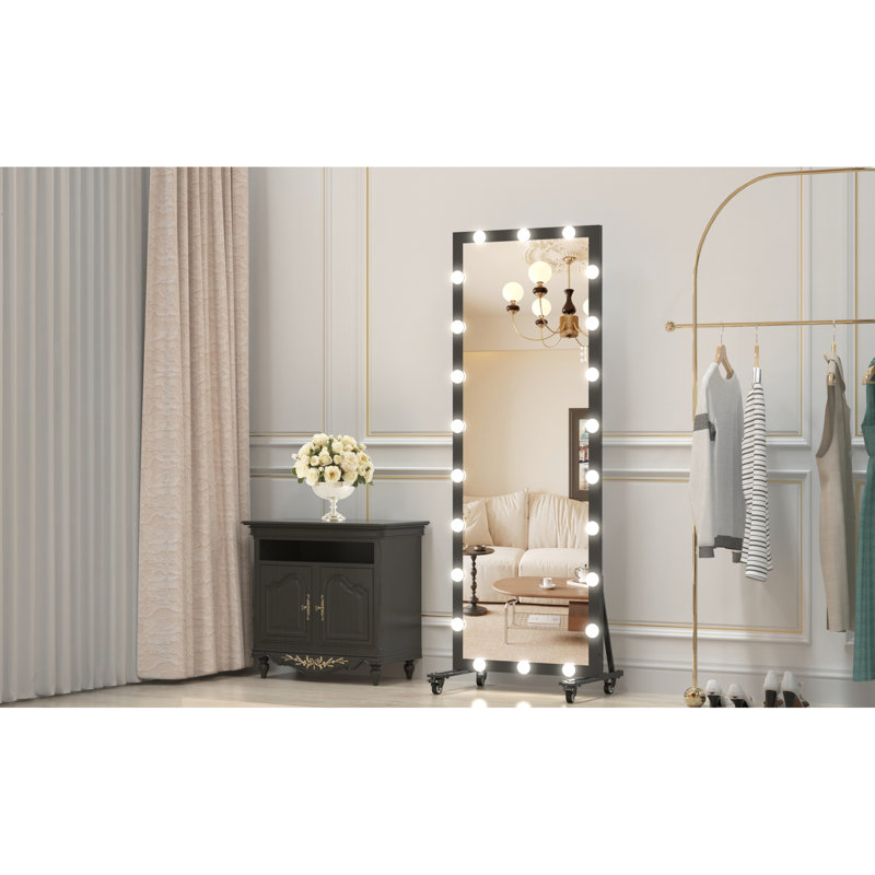 Full Length Wall - Mounted Vanity Mirror, 63X24inch, 3 Color Modes, Led Lights, Touch Control, Black, For Dressing Room And Bathroom Mirror With Modes Adjustable Brightness, Or Standing, Bedroom