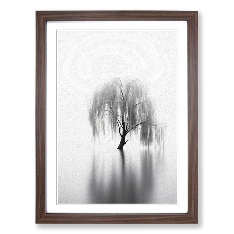 Weeping Willow Minimalism - Framed Print, 34cm H x 25cm W, Walnut Framed