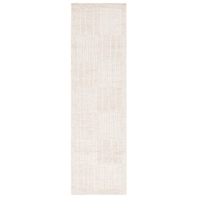 Arwen Geometric Hand Tufted Wool/Cotton Area Rug in Light Brown/Ivory
