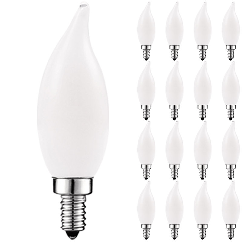 LED Chandelier Light Bulbs Dimmable 2700K Warm White Frosted LED Candelabra Bulb Flame Tip 360 Lumens 4 Watt E12 UL Listed 16 Pack
