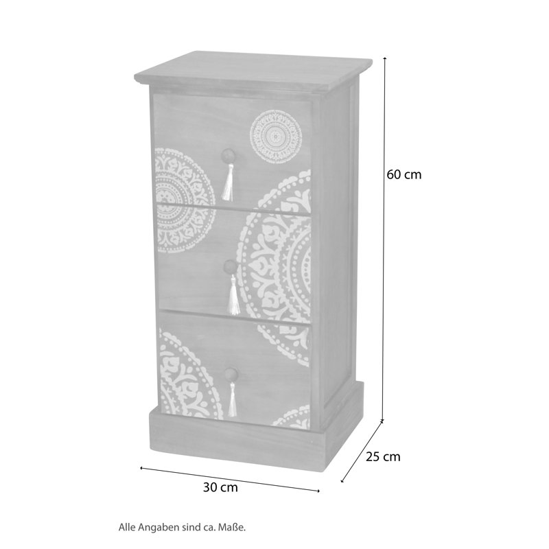 Crossett 30cm W 3 - Drawer Chest of Drawers, Ecru