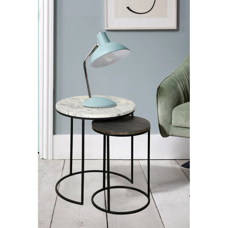 Table de bout Khatuna, Blanc / noir