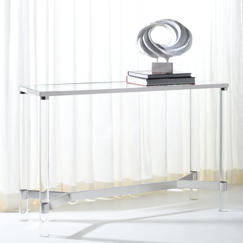 Nikkayla 51'' Glass Top Console Table, Chrome/Silver