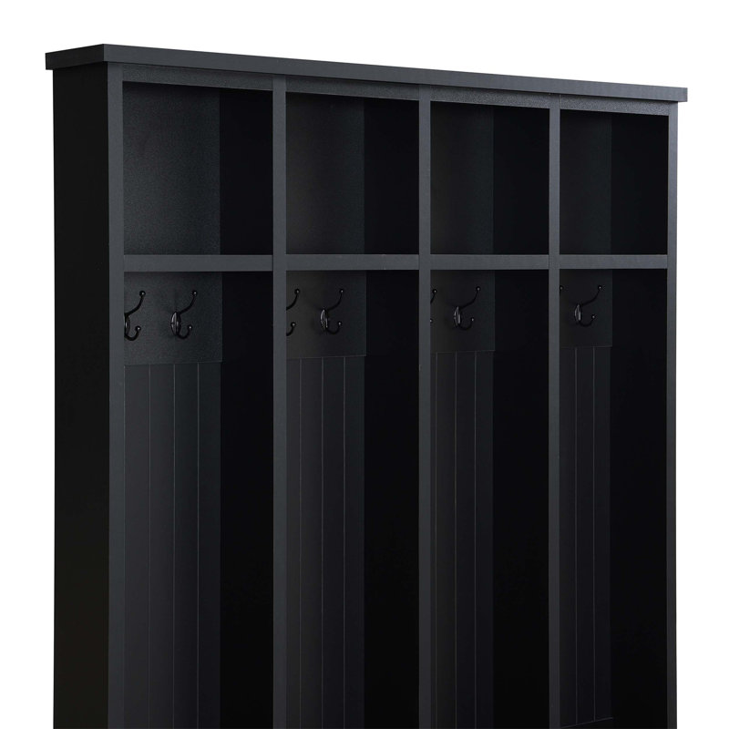 Practical Hall Tree with Hooks, Bench and Compartments, Ideal for Entryway Organization and Home Decor Enhancement, Black