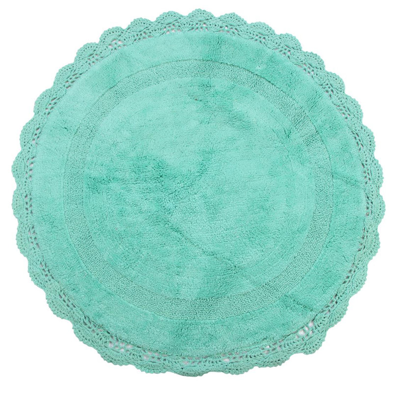 Tapis pour salle de bain Wingert, l 40 po x L 40 po, Vert aqua