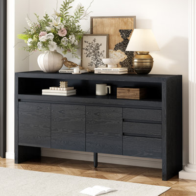 U_Style 60" 3-Door Sideboard With 3 Drawers - Modern Solid Ash Veneer MDF Sideboard by Winston Porter