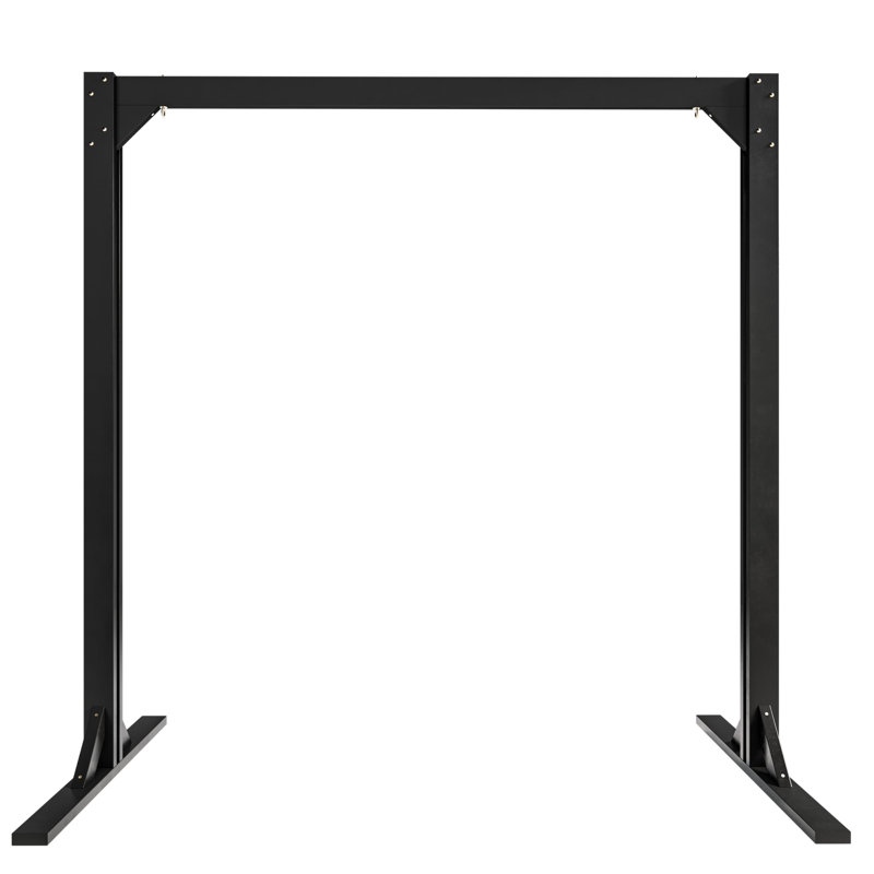 Balancelle en bois massif Reilika, Peinture noir tricorne
