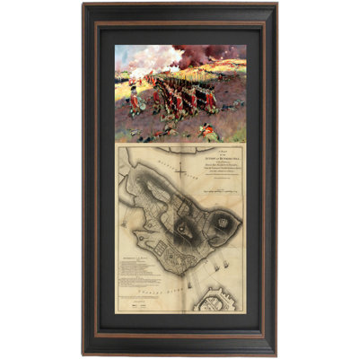 Framed Bunker Hill By Howard Pyle With Bunker Hill Battlefield Map