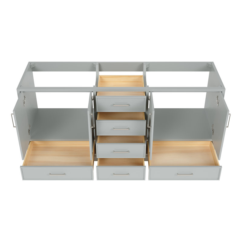 Stafford 72.75'' W Double Bathroom Vanity Base, Gray