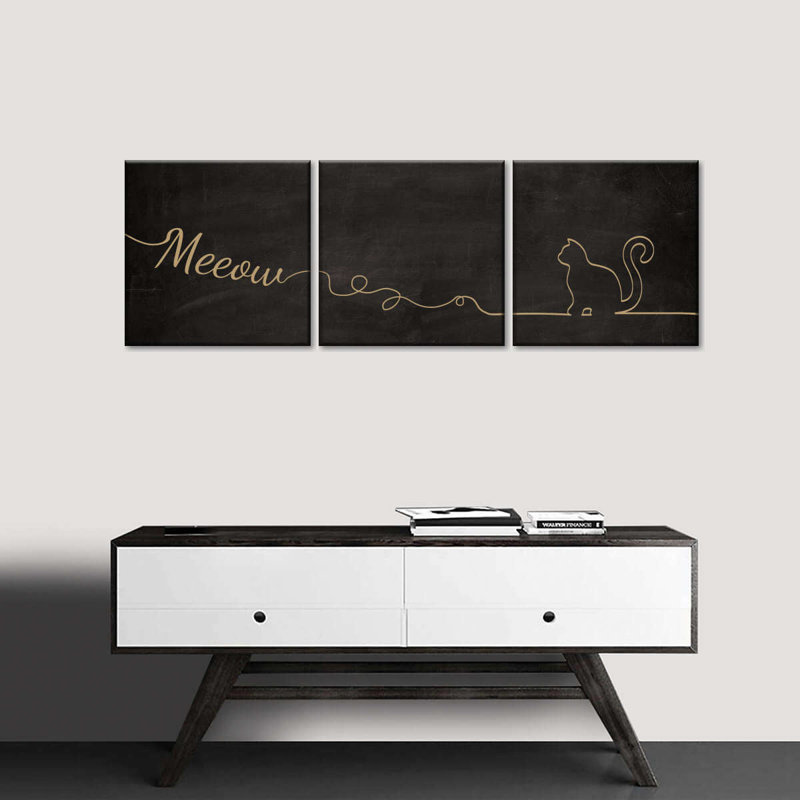 «Meow Cat», reproduction sur toile, H 15 po x l 47 po