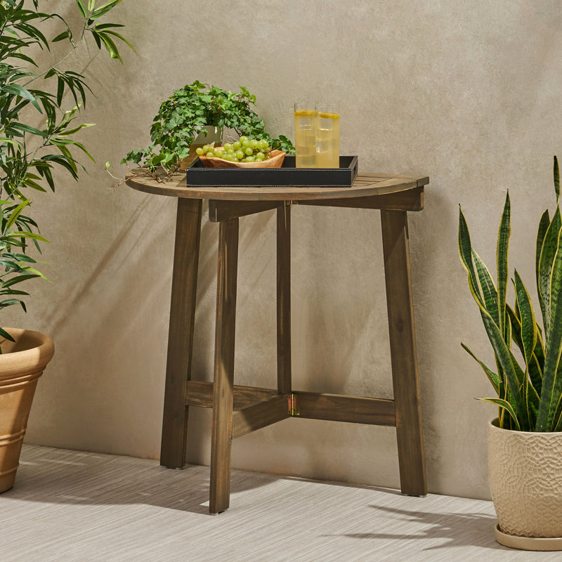 Table grise en bois, forme demi-ronde, pliable pour la table de transport en gris, idéal pour les petits espaces