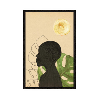 Black Woman and Tropical Plants 1 Piece Painting on Canvas