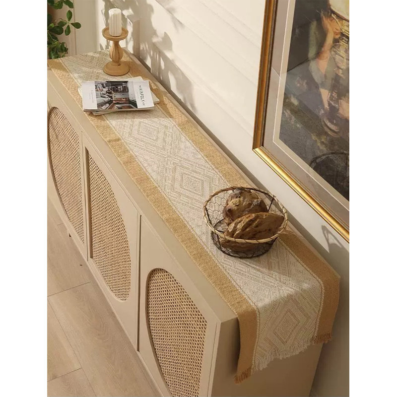 Chemin de table en mélange de coton Emerald, L 14 po x L 72 po, Moutarde